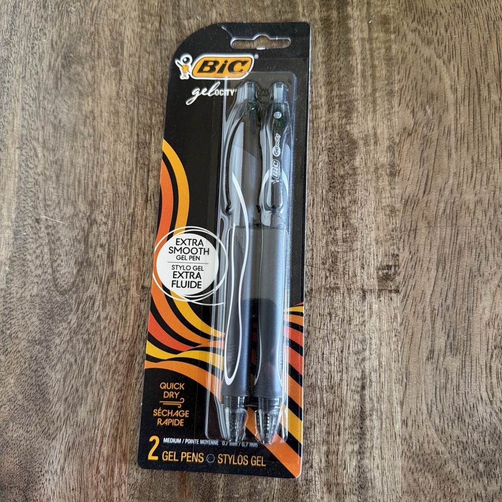 Bic Gel-ocity Gel Pen Quick Dry  2 Pack Black Medium Point